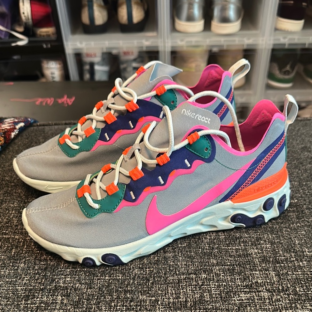 Nike React Element 55 - Gray, Pink, and Blue